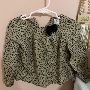 Carter's Beige Leopard Print Top with Black Bow